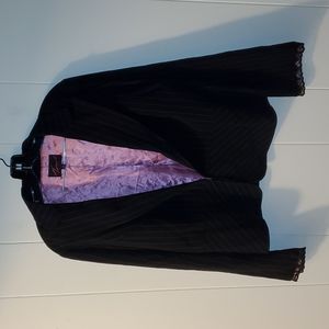Torrid Black Pinstripe Blazer with Pink Lining